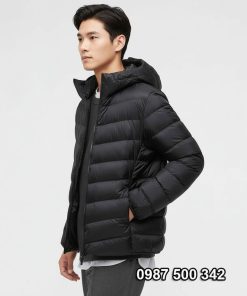 Áo lông vũ nam Nhật Bản có mũ 443320 Ultra Light Down màu đen 09 BLACK