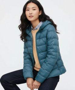 Áo lông vũ nữ có mũ Nhật Bản 450311 màu xanh cổ vịt 54 Green