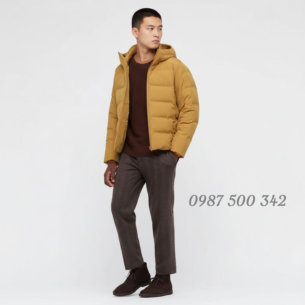 Mẫu mặc Áo phao lông vũ đại hàn nam dáng ngắn nhật bản 442147 Seamless down 3D cut màu vàng 46 YELLOW