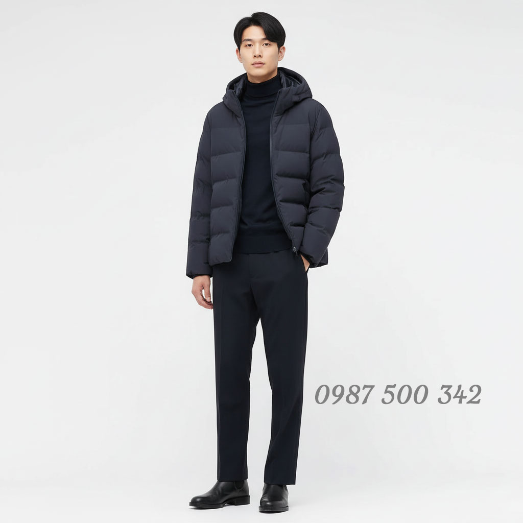 Mẫu mặc Áo phao lông vũ đại hàn nam dáng ngắn nhật bản 442147 Seamless down 3D cut màu xanh đen 69 NAVY