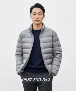 Áo lông vũ nam siêu nhẹ không mũ Nhật Bản Ultra Light Down 3D Cut 452738 màu xam 05 GRAY